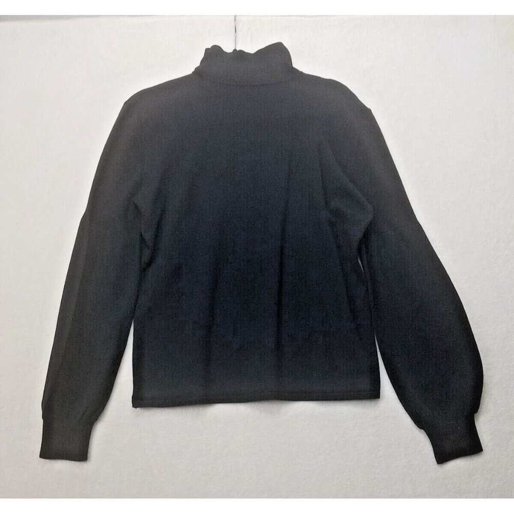 Worth silk cotton blend knit black sweater Women's L long sleeve mock turtle